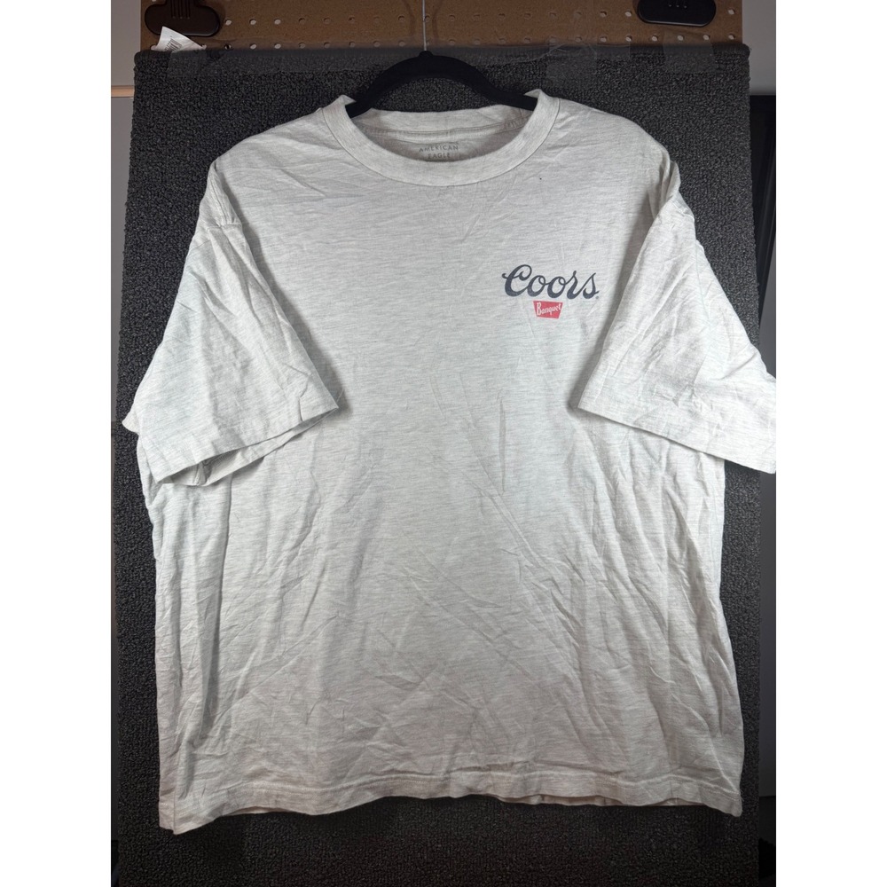 American Eagle T-Shirt Mens L Gray Coors Banquet Graphic Boxy Fit Tee